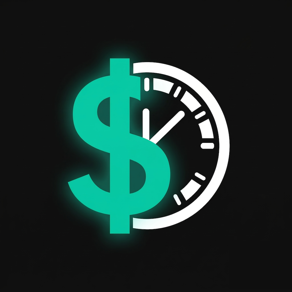 TipShift app icon: a teal dollar sign beside a clock